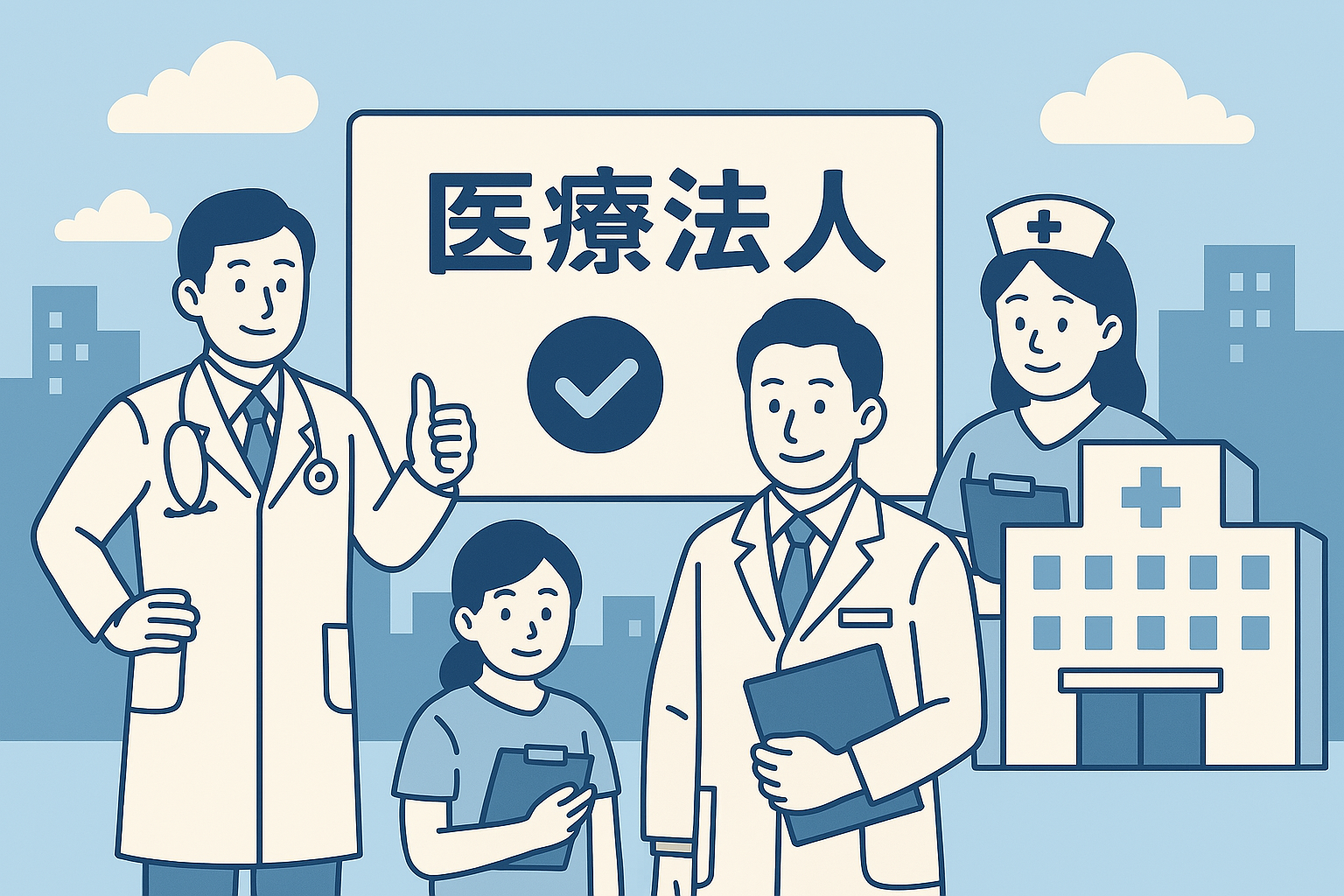 医療法人設立を行政書士がしているイラスト