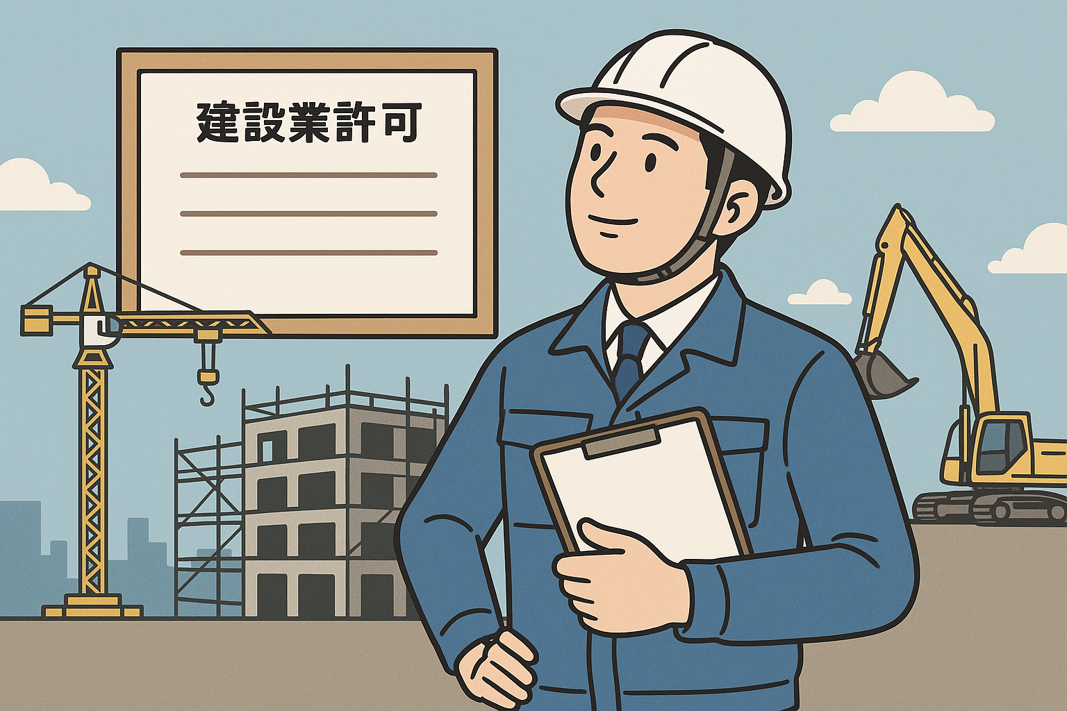 行政書士が建設業許可の申請書類を確認している
